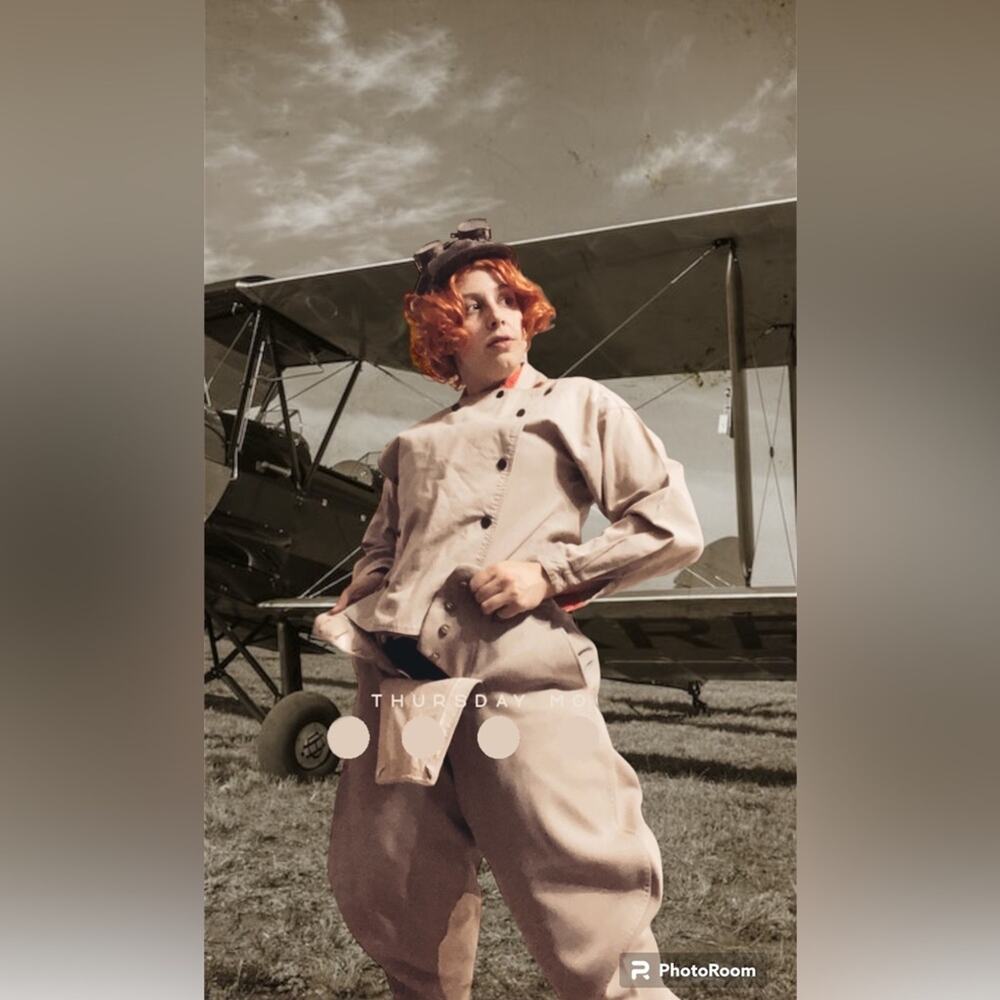 Aviator Amelia Earhart tan top